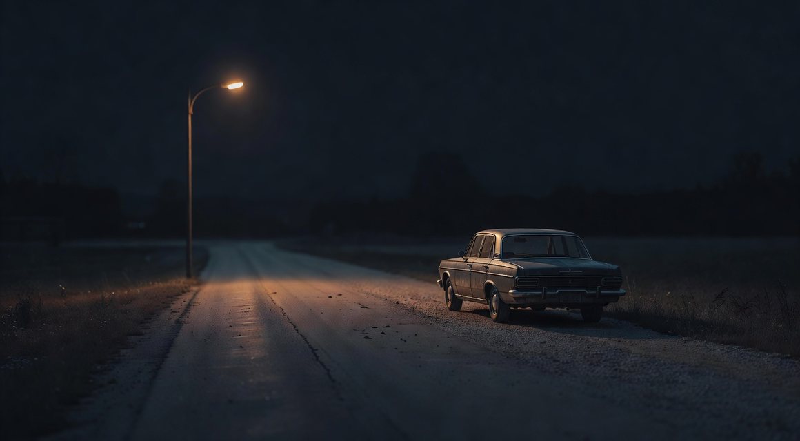 가로등 아래 주차된 차 이미지 — 제주 차 문제 안내